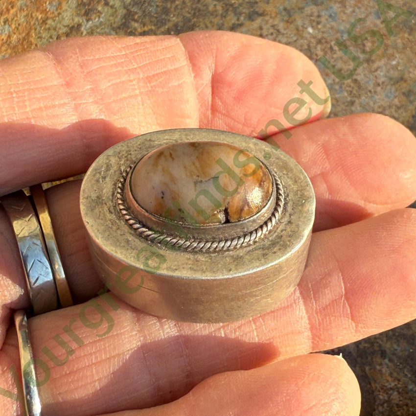 Vintage Mexican Sterling Silver & Dendritic Agate Pillbox Pillbox