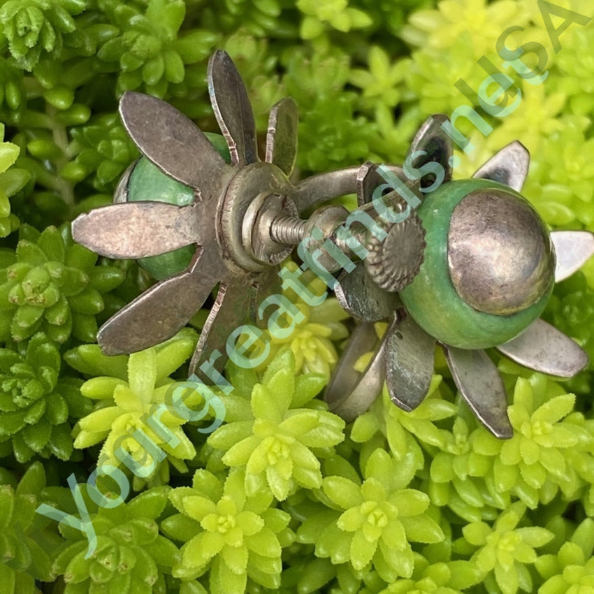 Vintage Mexican Sterling Silver Flower Earrings with Green Calcite Yourgreatfinds