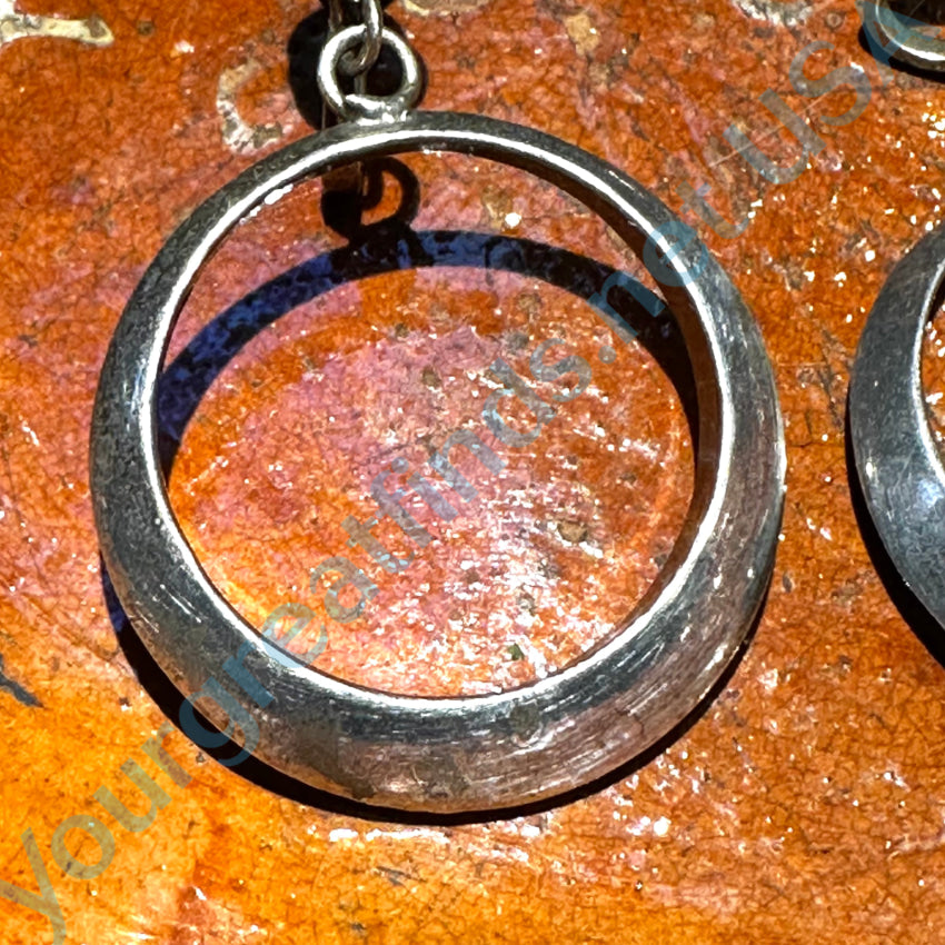 Vintage Mexican Sterling Silver Hoop Earrings Screw Back