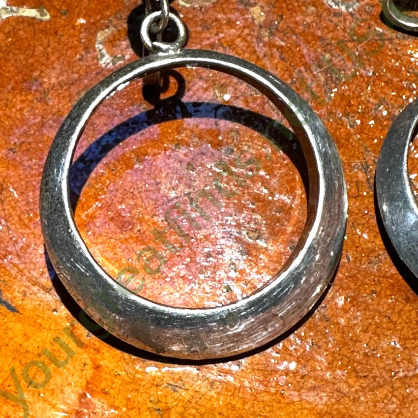 Vintage Mexican Sterling Silver Hoop Earrings Screw Back