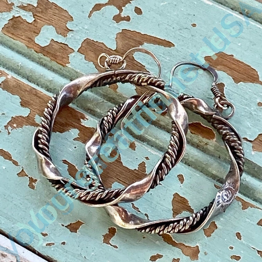 Vintage Mexican Sterling Silver Hoop Pierced Earrings Yourgreatfinds