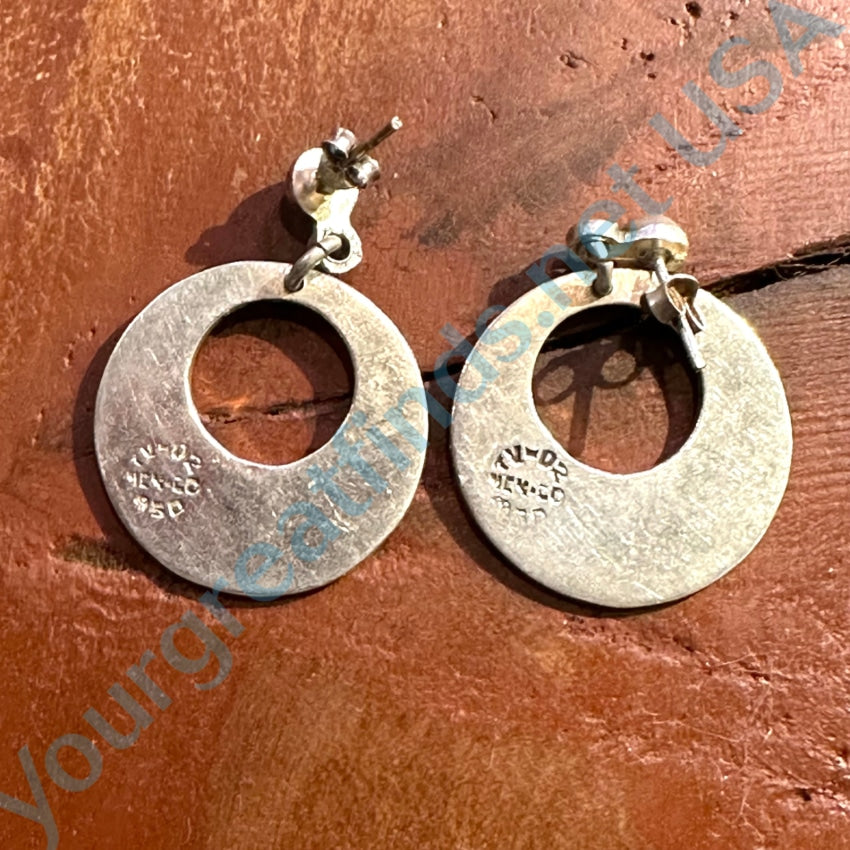 Vintage Mexican Sterling Silver Hoop Pierced Earrings
