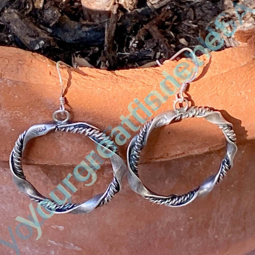 Vintage Mexican Sterling Silver Hoop Pierced Earrings Yourgreatfinds