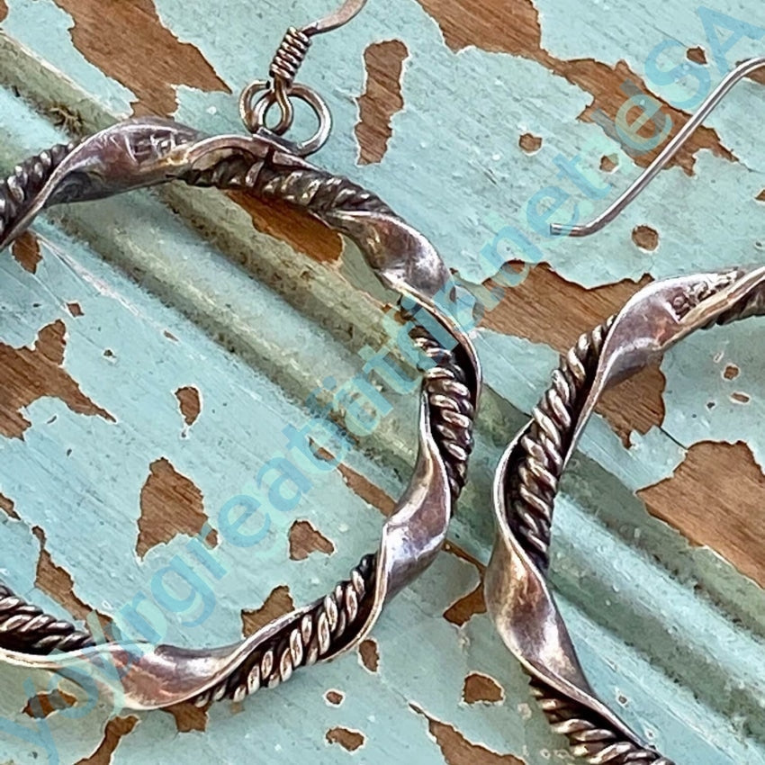 Vintage Mexican Sterling Silver Hoop Pierced Earrings Yourgreatfinds