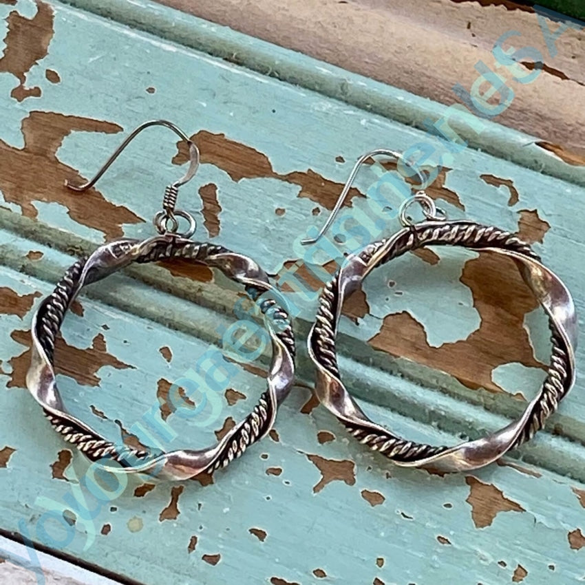 Vintage Mexican Sterling Silver Hoop Pierced Earrings Yourgreatfinds