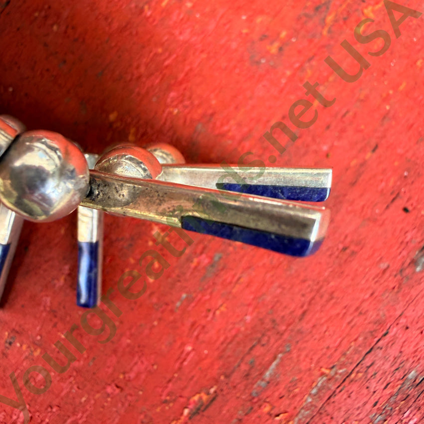 Vintage Mexican Sterling Silver Lapis Stick Necklace Taxco Necklace