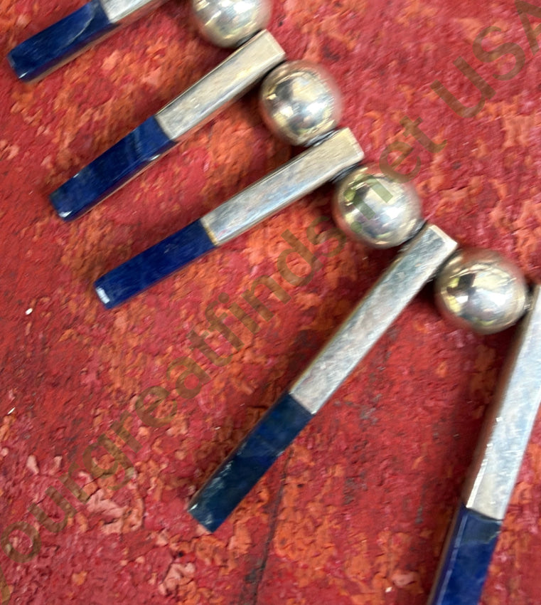 Vintage Mexican Sterling Silver Lapis Stick Necklace Taxco Necklace