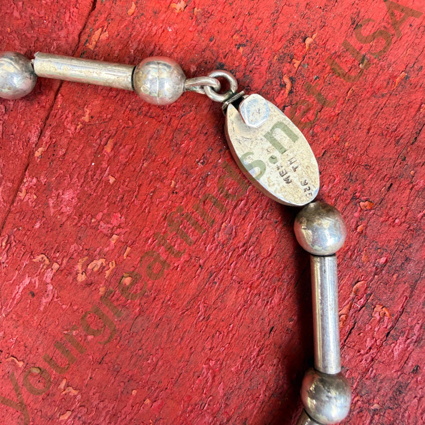 Vintage Mexican Sterling Silver Lapis Stick Necklace Taxco Necklace