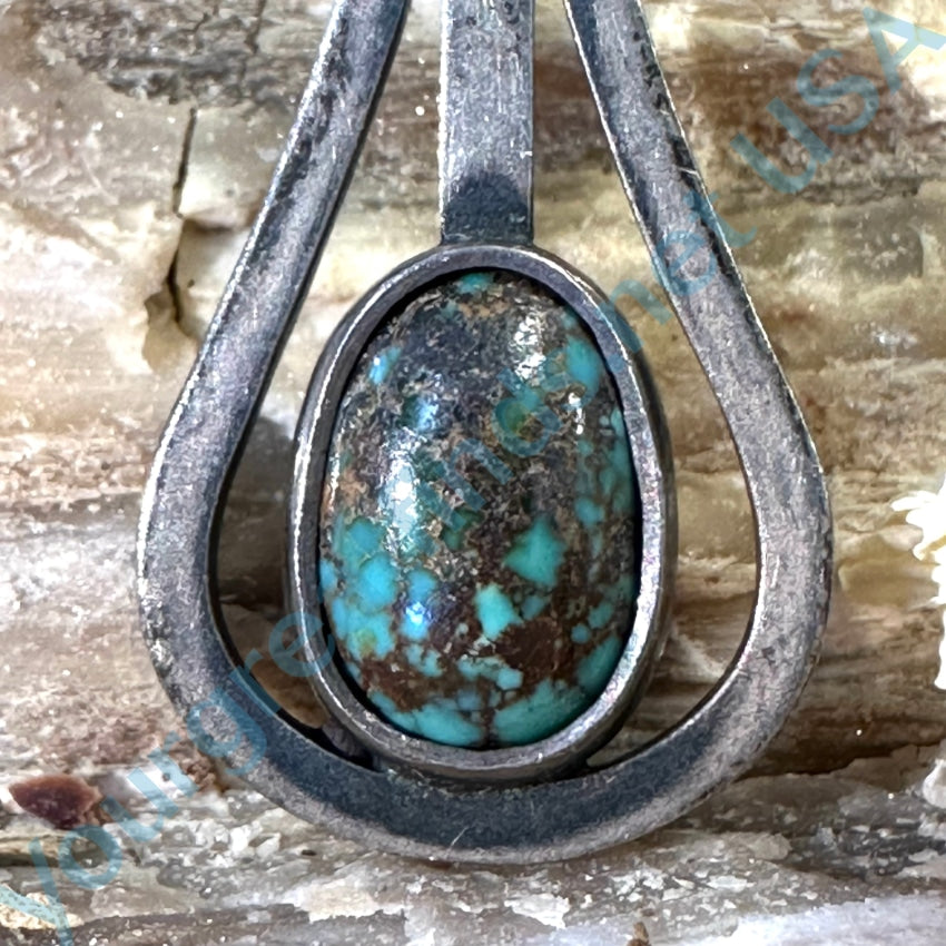 Vintage Mexican Sterling Silver Nodule Turquoise Pendant