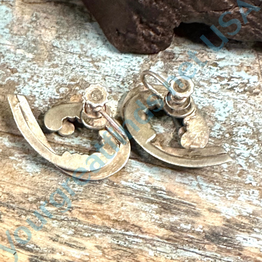 Vintage Mexican Sterling Silver Swirl Earrings Screw Back