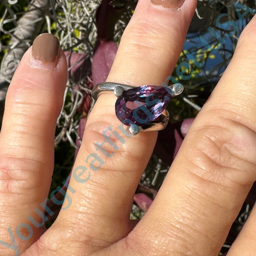 Vintage Mexican Sterling Silver Synthetic Alexandrite Ring 6