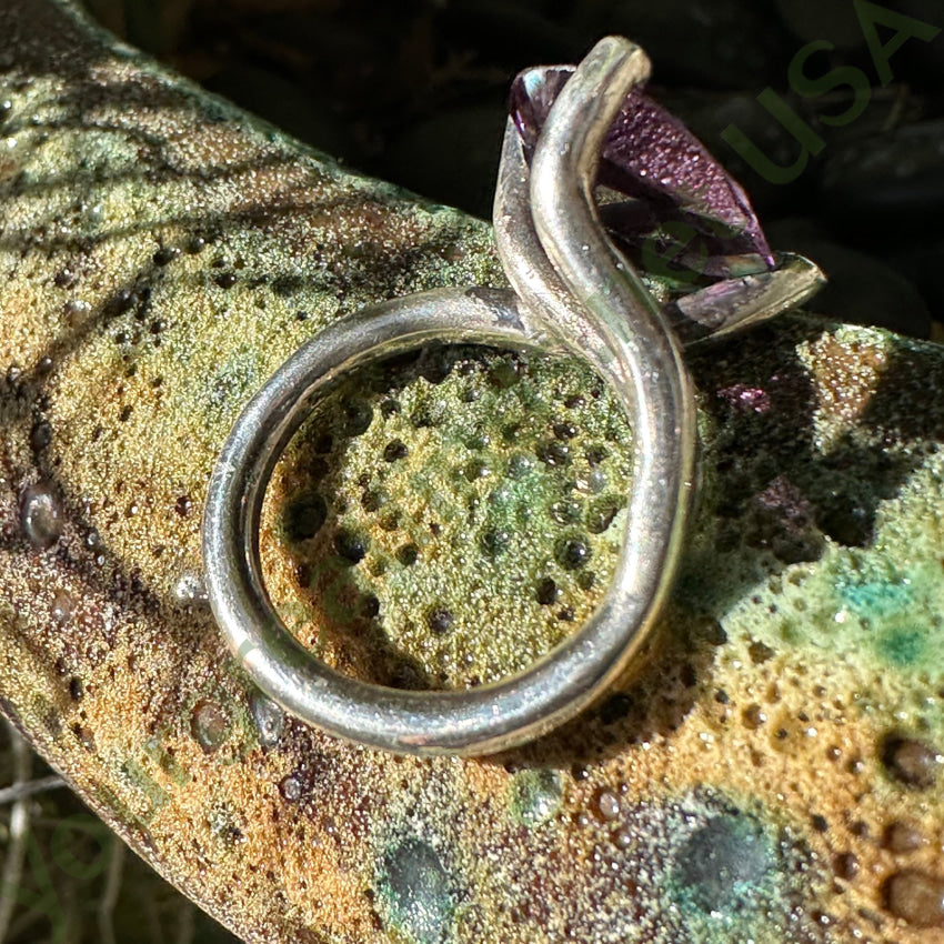 Vintage Mexican Sterling Silver Synthetic Alexandrite Ring 6
