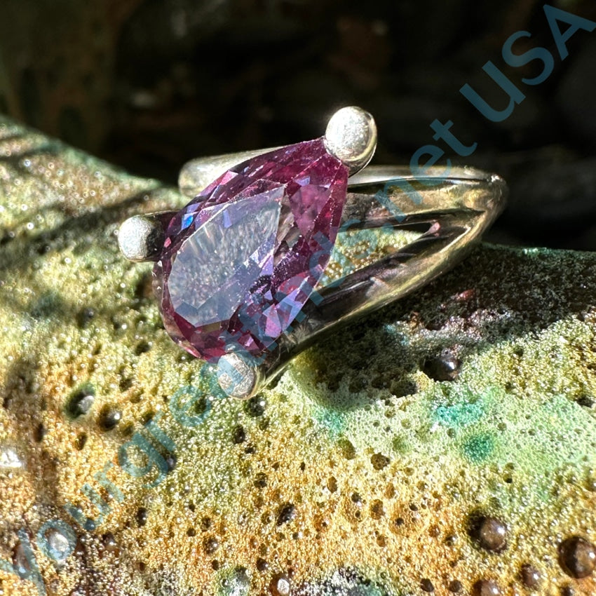 Vintage Mexican Sterling Silver Synthetic Alexandrite Ring 6