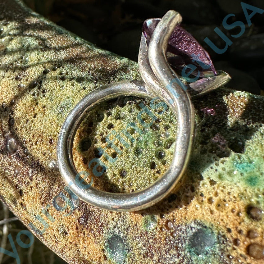 Vintage Mexican Sterling Silver Synthetic Alexandrite Ring 6