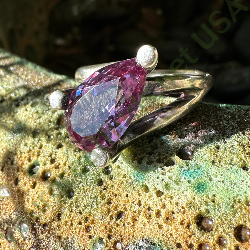 Vintage Mexican Sterling Silver Synthetic Alexandrite Ring 6