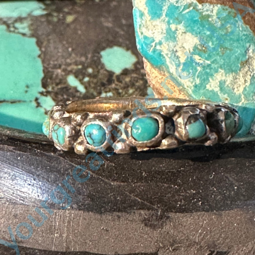 Vintage Mexican Sterling Silver Turquoise Eternity Ring 4.5