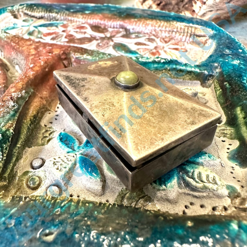 Vintage Mexican Sterling Silver Turquoise Pillbox Pillbox
