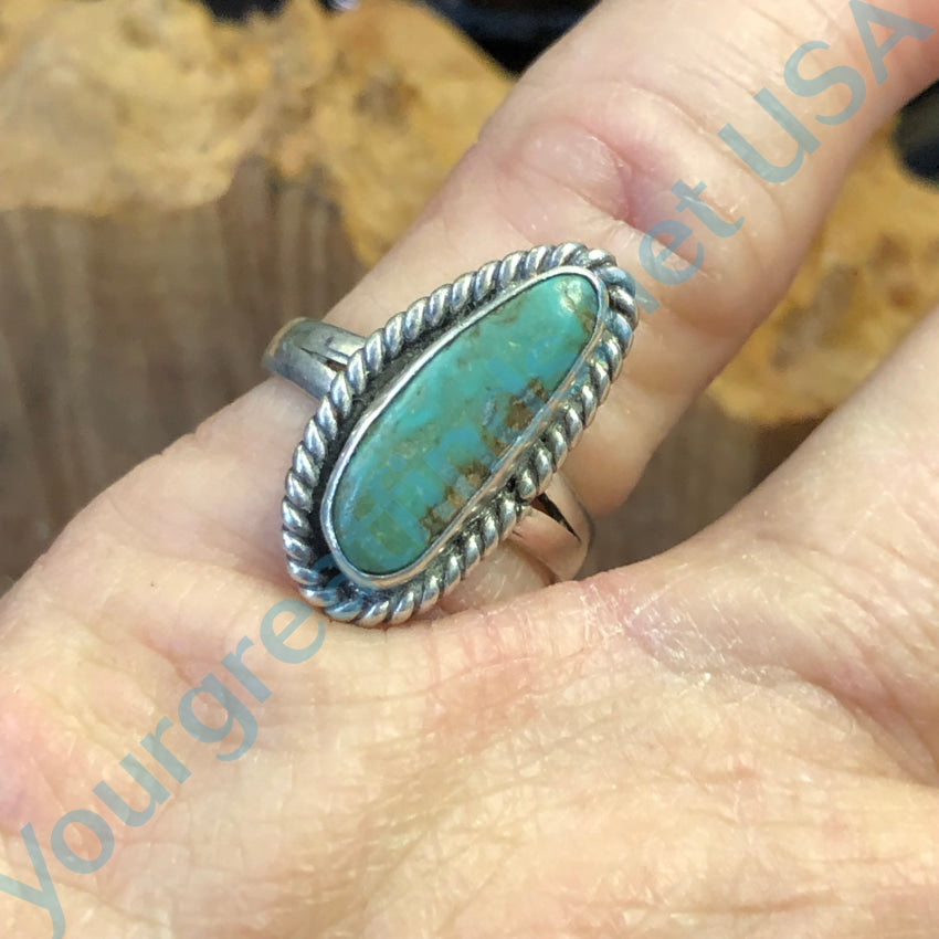 Vintage Mexican Sterling Silver & Turquoise Ring 6 1/2