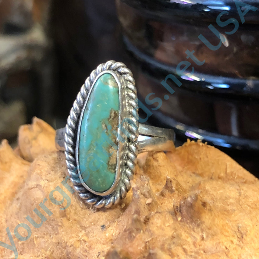 Vintage Mexican Sterling Silver & Turquoise Ring 6 1/2