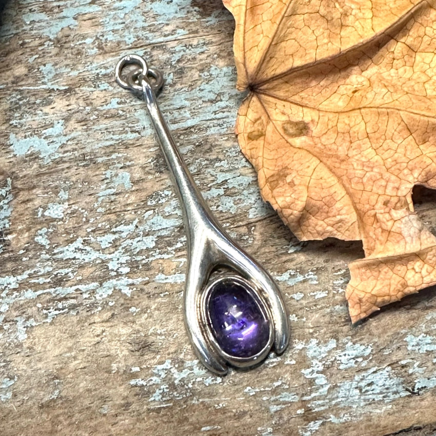Vintage Mexican Taxco Sterling Silver Amethyst Pendant