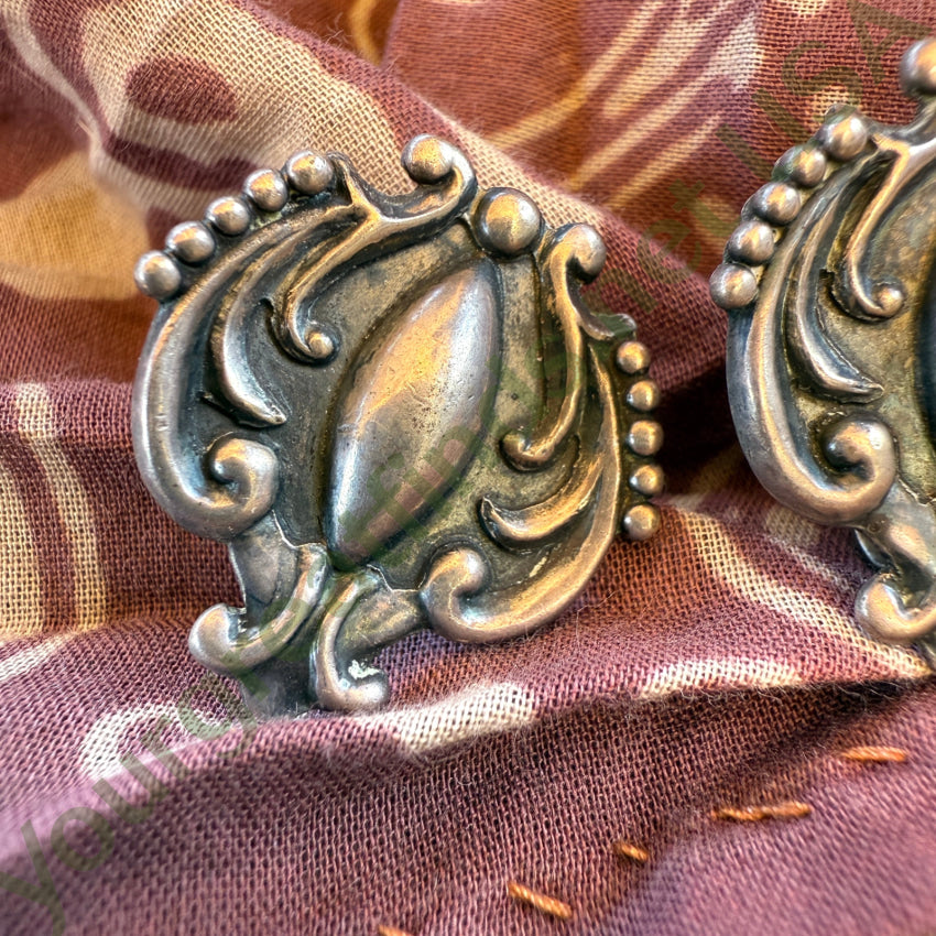 Vintage Mexican Taxco Sterling Silver Baroque Screw Back Earrings Lopez earrings