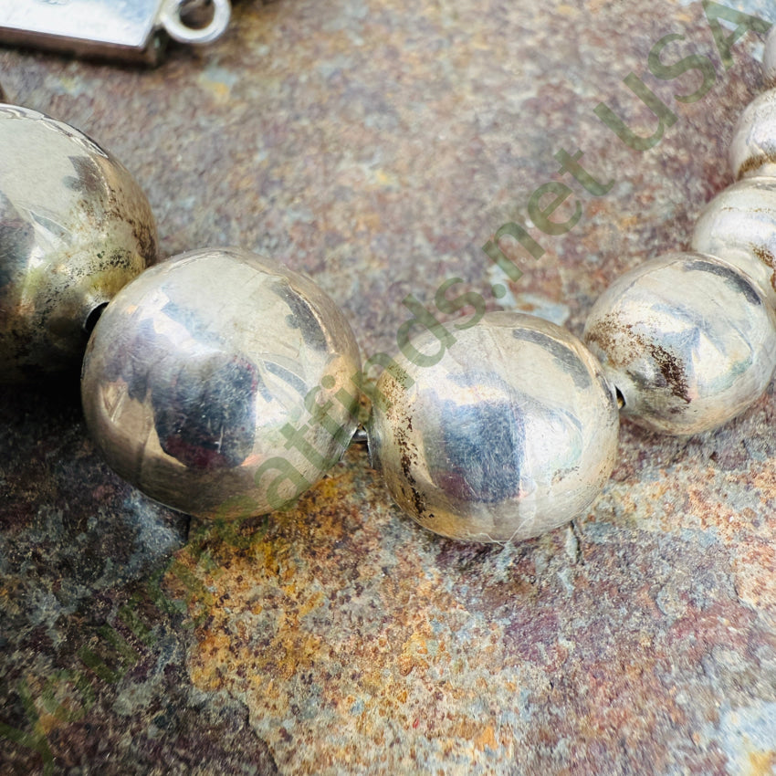 Vintage Mexican Taxco Sterling Silver ’Pearls’ Bead Necklace necklace