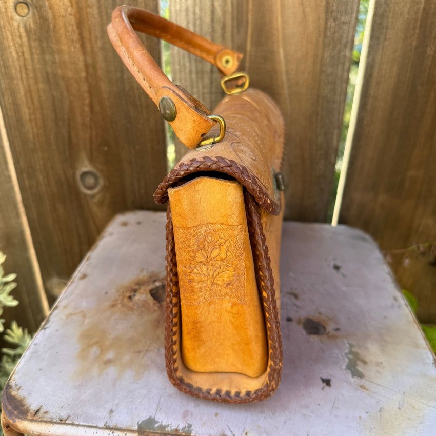 Vintage Mexican Tooled Leather Bag purse