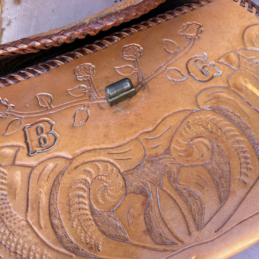 Vintage Mexican Tooled Leather Bag purse