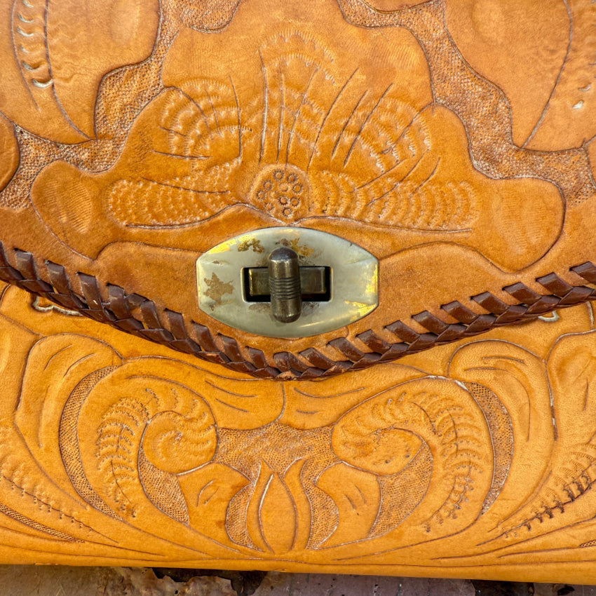 Vintage Mexican Tooled Leather Bag purse