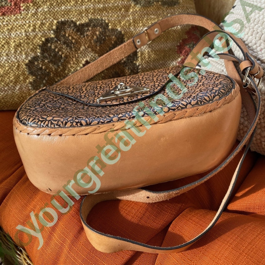 Vintage Mexican Tooled Leather Crossbody Bag Yourgreatfinds