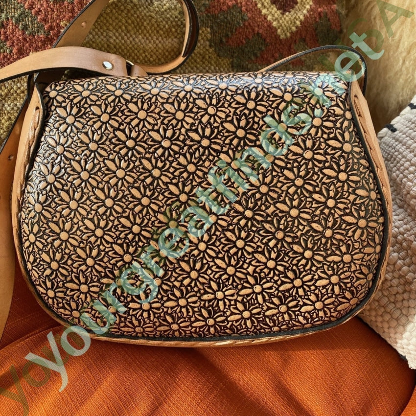 Vintage Mexican Tooled Leather Crossbody Bag Yourgreatfinds