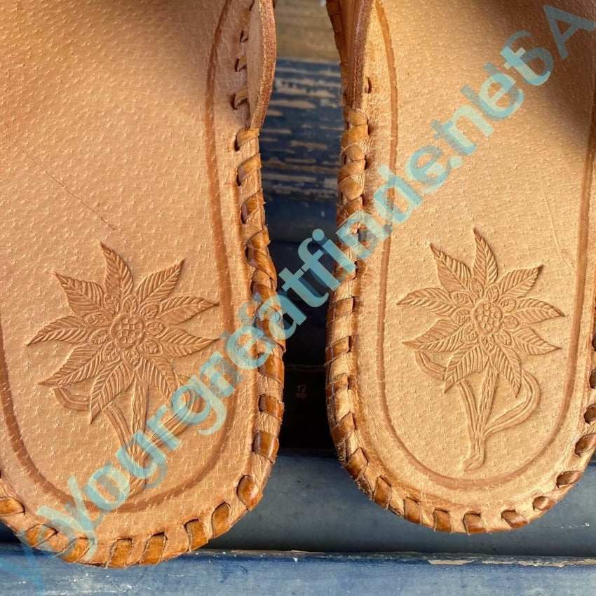 Vintage Mexican Tooled Leather Mules Shoes Sz 6 Yourgreatfinds