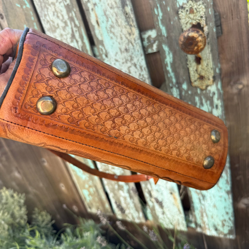 Vintage Mexican Tooled Leather Shoulder Bag purse