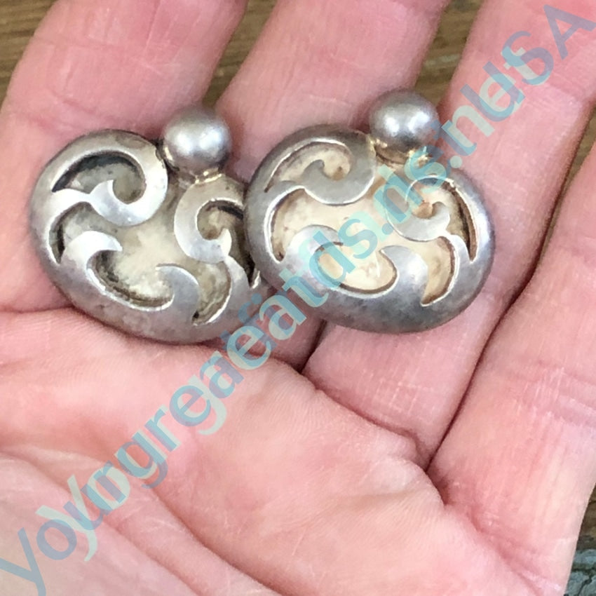Vintage Mexican Victoria Calar Sterling Silver Screw Back Earrings Yourgreatfinds