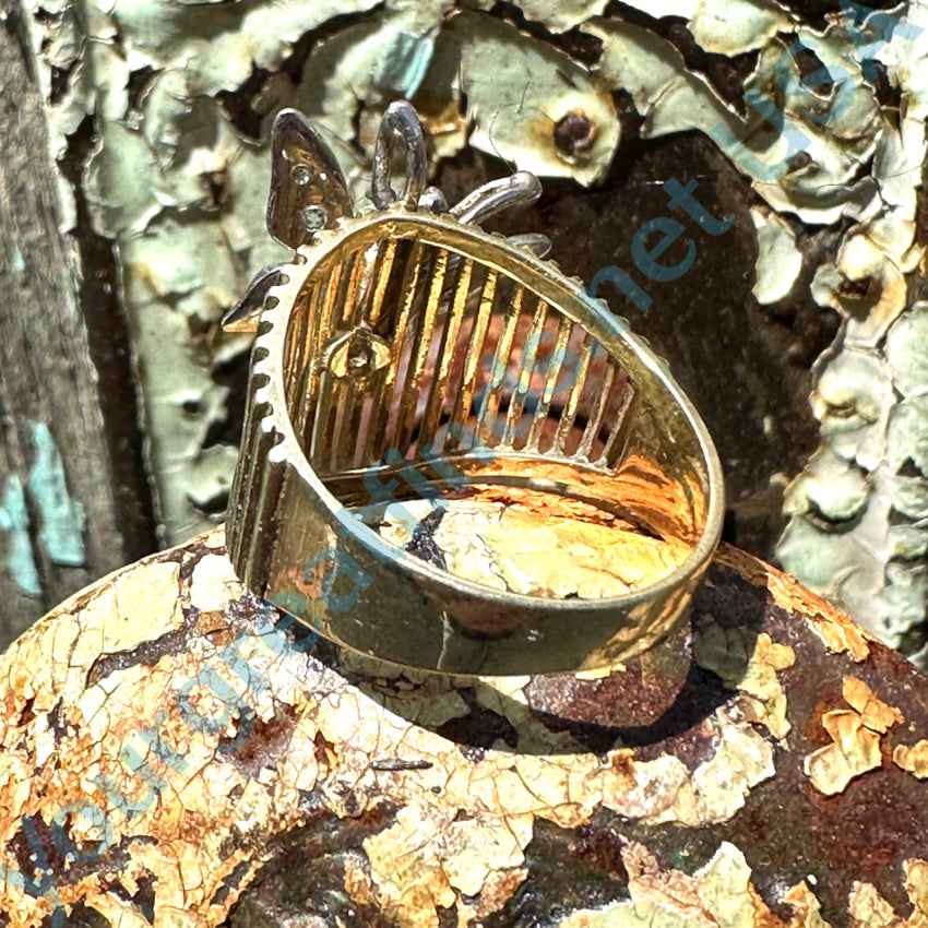 Vintage Mid-Century 14K Gold Opal Diamond Ring 6 3/4