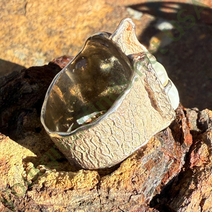 Vintage Mid-century Lost Wax Sterling Silver Freshwater Pearl Ring 6 ring