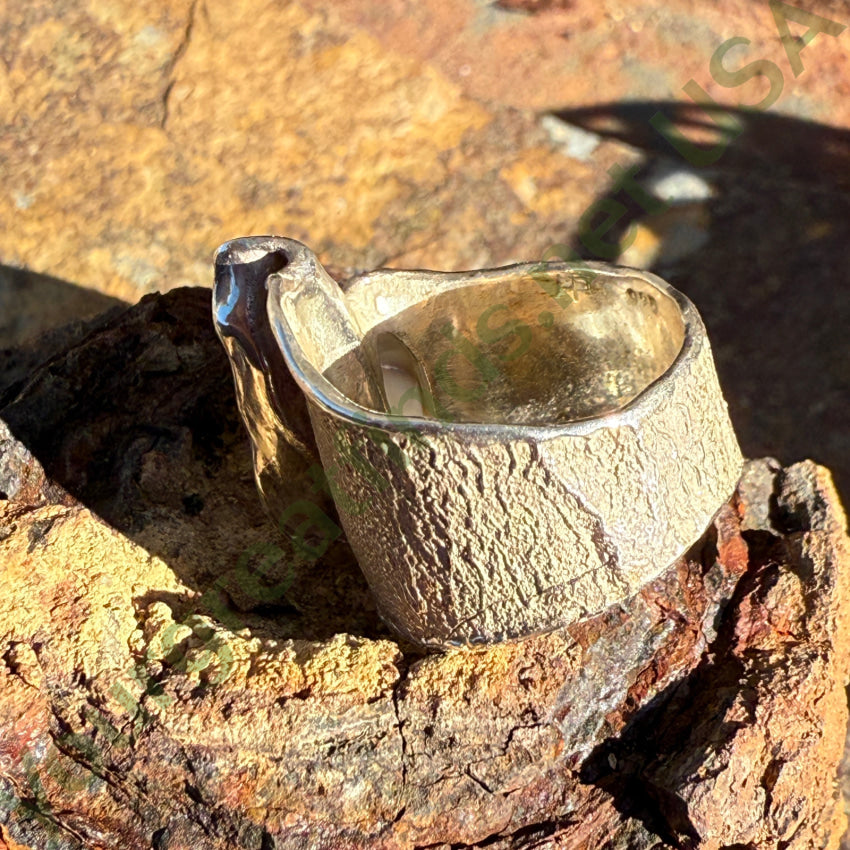 Vintage Mid-century Lost Wax Sterling Silver Freshwater Pearl Ring 6 ring