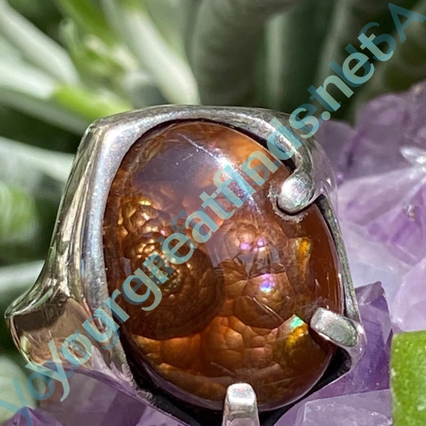 Vintage Mid-Century Modern Fire Agate Sterling Silver Ring 12 Yourgreatfinds