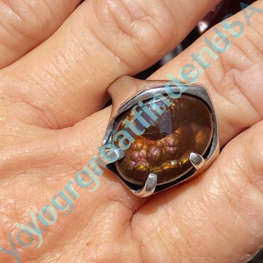 Vintage Mid-Century Modern Fire Agate Sterling Silver Ring 12 Yourgreatfinds