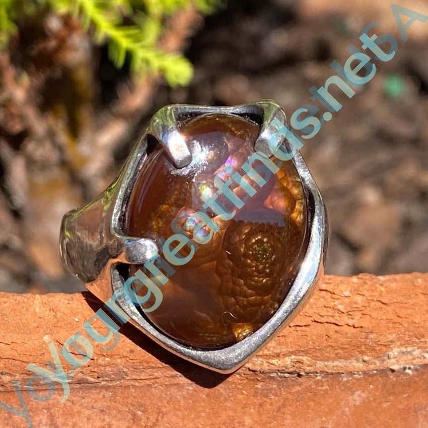 Vintage Mid-Century Modern Fire Agate Sterling Silver Ring 12 Yourgreatfinds