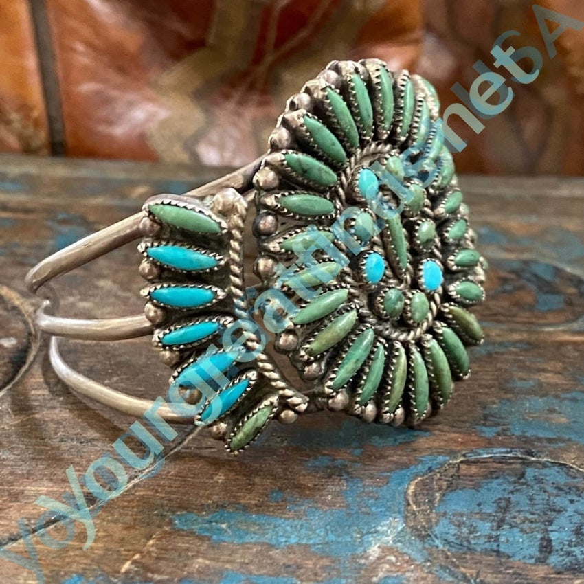 Vintage Mint Green Turquoise Sterling Silver Rosette Bracelet Begay Yourgreatfinds