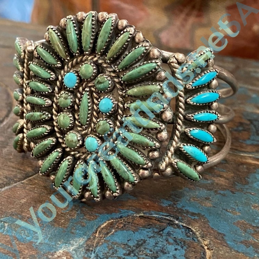 Vintage Mint Green Turquoise Sterling Silver Rosette Bracelet Begay Yourgreatfinds