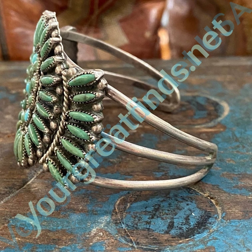 Vintage Mint Green Turquoise Sterling Silver Rosette Bracelet Begay Yourgreatfinds