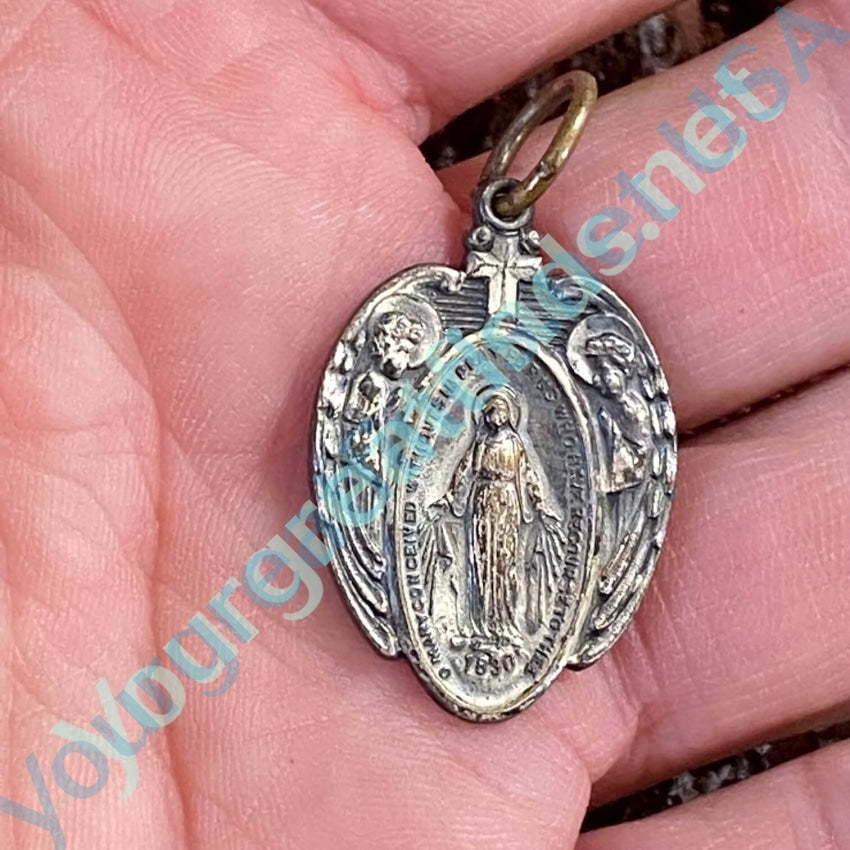 Vintage Miraculous Mary Devotional Metal Pendant Yourgreatfinds