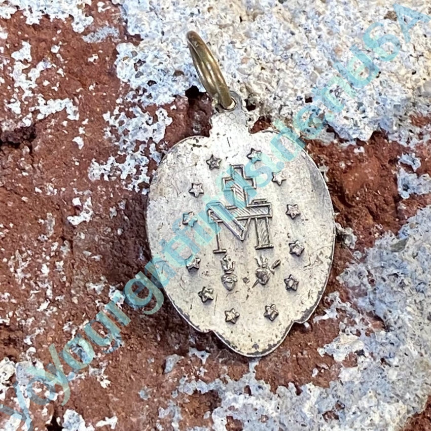 Vintage Miraculous Mary Devotional Metal Pendant Yourgreatfinds