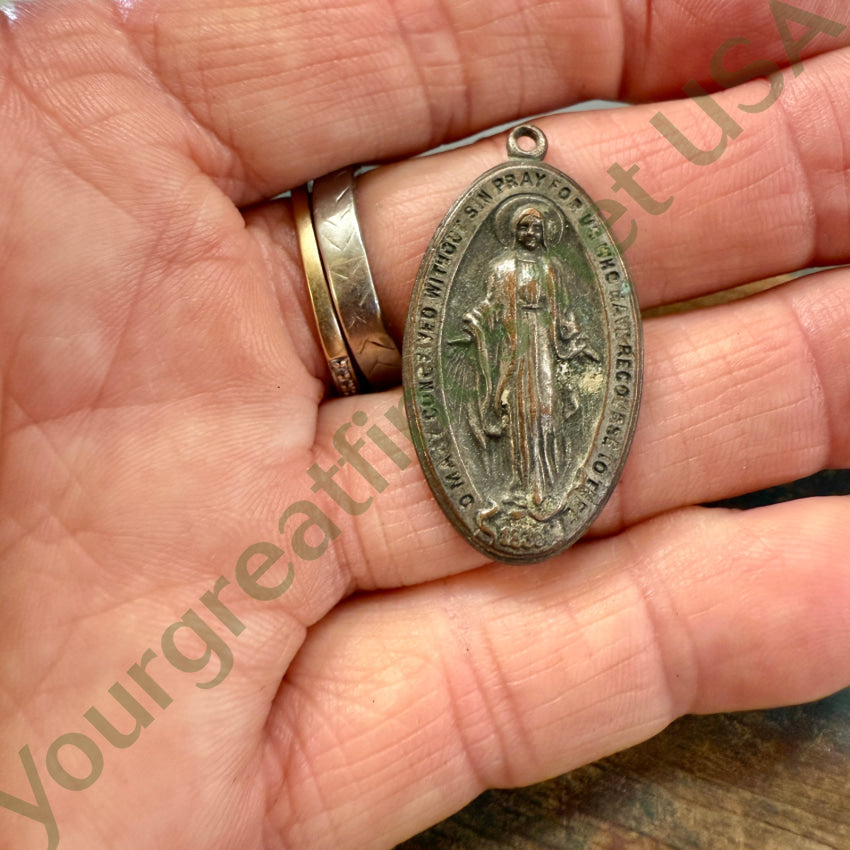 Vintage Miraculous Mary Devotional Pendant pendant