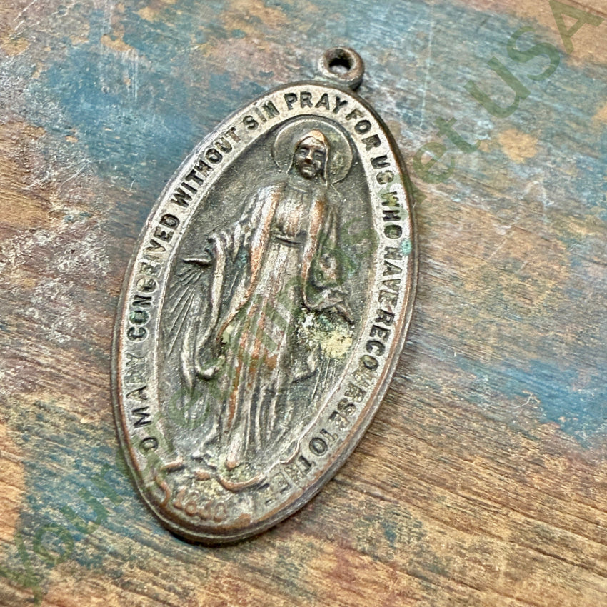 Vintage Miraculous Mary Devotional Pendant pendant