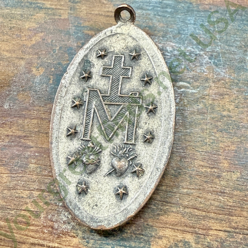 Vintage Miraculous Mary Devotional Pendant pendant