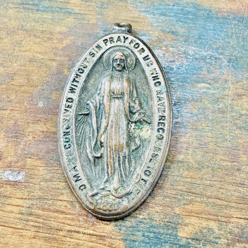 Vintage Miraculous Mary Devotional Pendant pendant