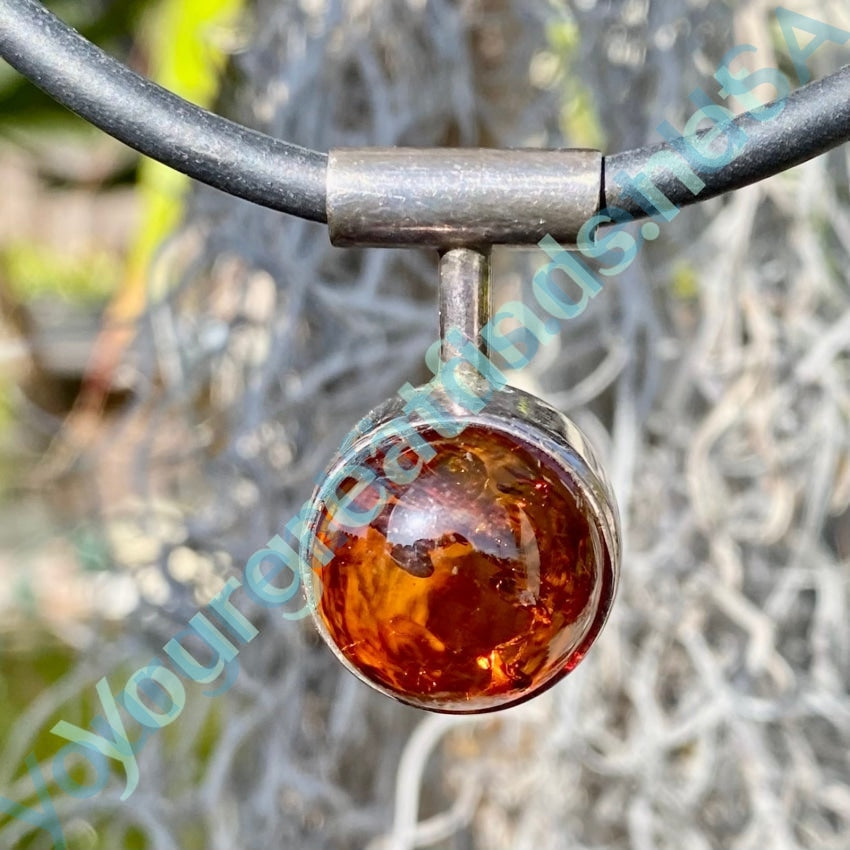 Natural amber good and sterling silver pendant necklace - silversmith metalsmith